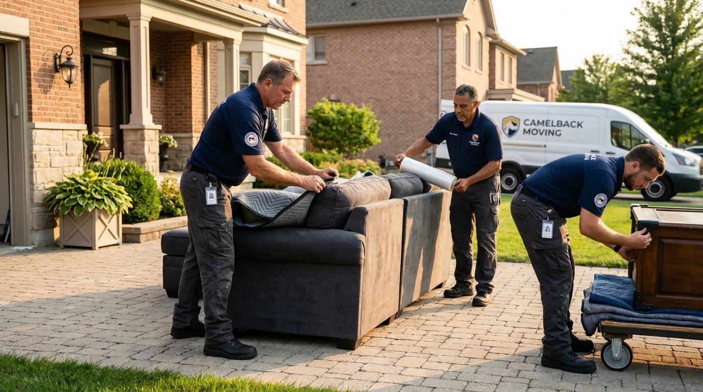 Large estate moving crew wrapping furniture in Forsyth, MO