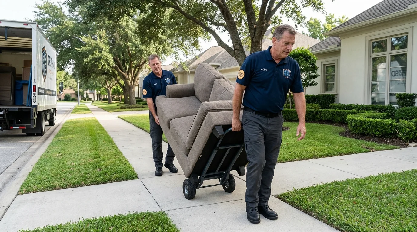 Local residential moving crew loading furniture in Forsyth, MO